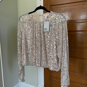 Sequin Long-sleeve Top